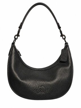 Coach Black Pebbled Crescent Hobo Shoulder Bag